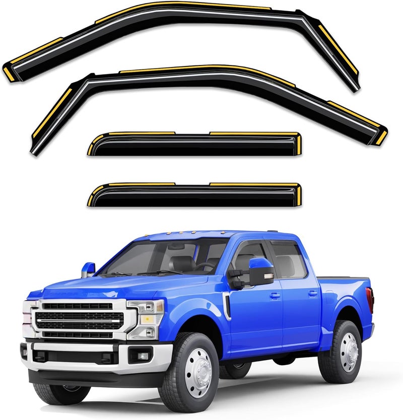 Breejoy in-Channel Window Rain Guard Fit for 2015-2020 Ford F150 SuperCrew & Ford F250-F550 2017-2025 Truck,Window Rain Guards Visors Vent Visors Window Deflector Vent Shades Car Accessories - Image 1